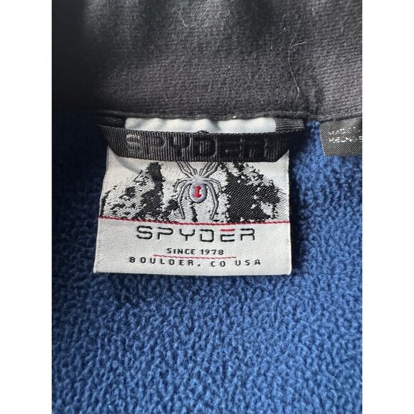 Spyder Men's Sz XL Blue & Black Half Zip Gait Knit Pullover Jacket - Picture 6 of 13